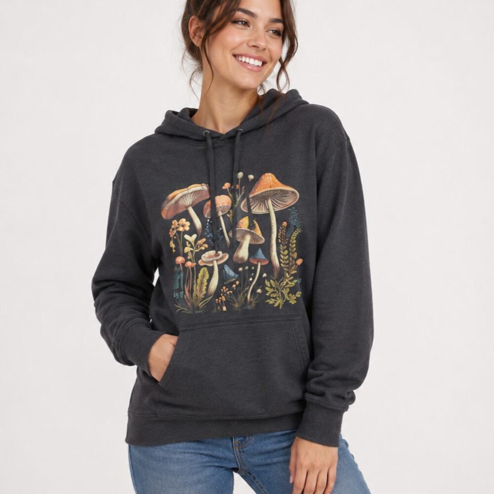 Port & Company Mushroom Hoodie Women's Size XL *Faded Black Casual Comfy